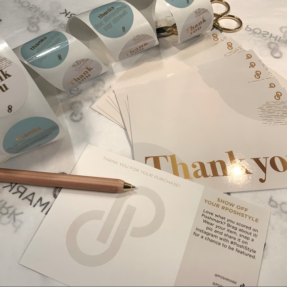 40 PCS BUNDLE POSHMARK THANK YOU CARDS & STICKERS - Picture 3 of 3